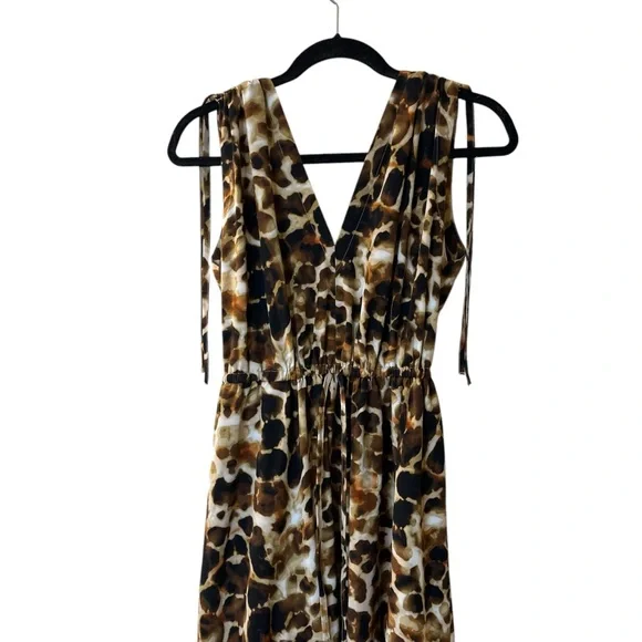 Calvin Klein Animal Print Tie Shoulder Maxi Dress Sz 4 - Picture 6 of 13